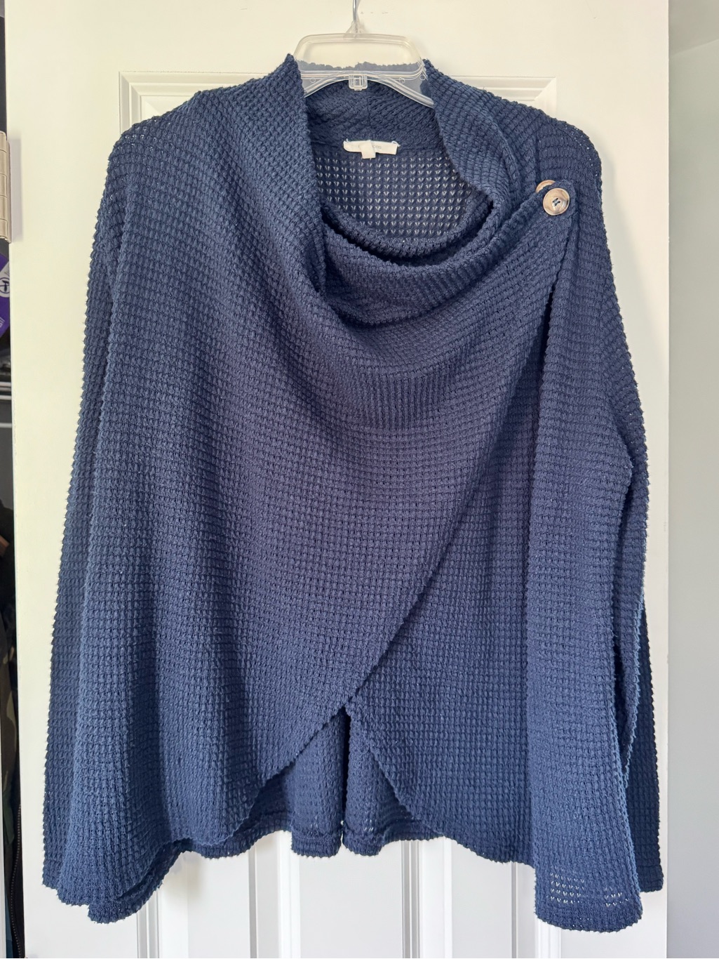 Maurices Navy Waffle Knit Wrap Cardigan Sweater Womens Xxl Button Detail Cozy